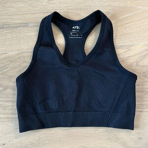 AYBL black sports bra XS Women’s Pilates Crop Top Gym Workout Athletic Running